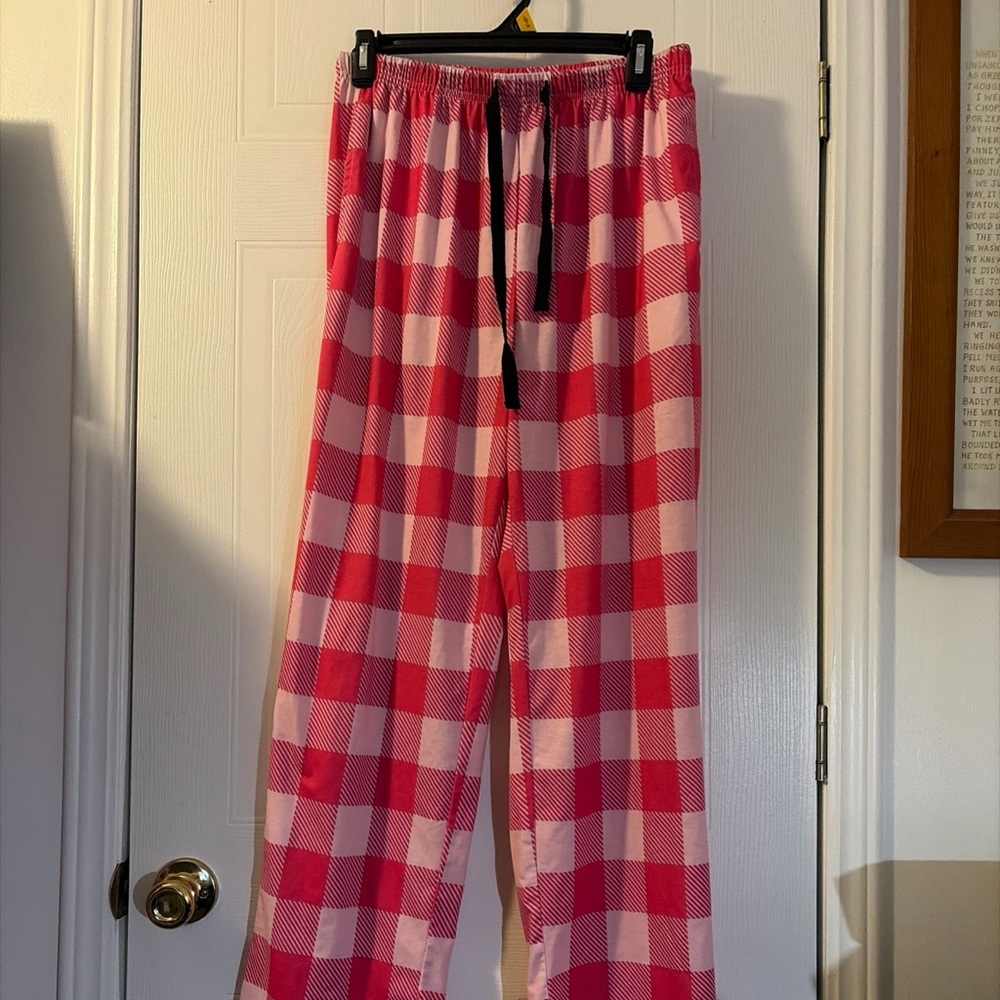 Fisyme Mens Pajama Pants Soft Sleep Lounge Pj Pants Pink
